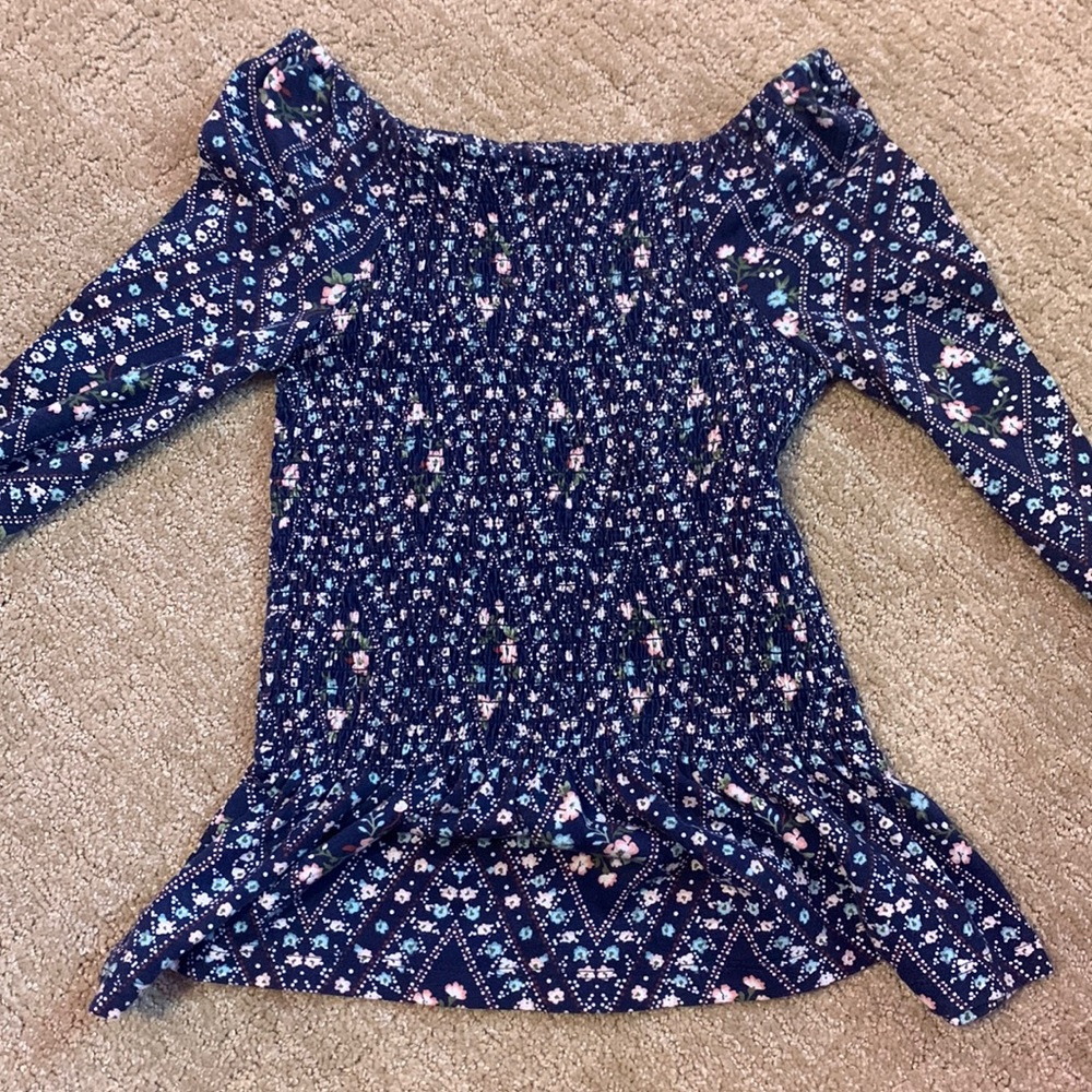 Place, strapless, long sleeve, floral shirt